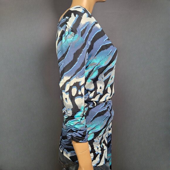 Y2K Blue Animal Print Belted Top Size M Mcbling Indie Sleaze Trashy 2000s - Picture 8 of 9